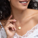 Jewelry Engraved Silver Hexagon Necklace; " I am enough"