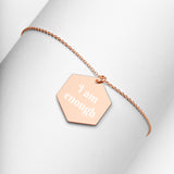 Jewelry Engraved Silver Hexagon Necklace; " I am enough"